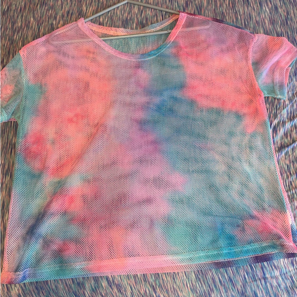 Colorful Mesh Tie-Dye Top